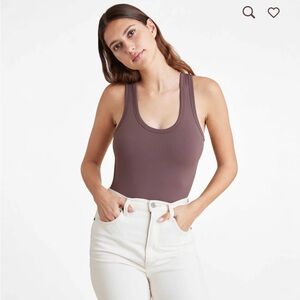 Nuuds seamless SCOOP TANK BODYSUIT coffee Large smoke pet free excellent conditi